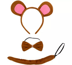 Kit orso bruno: cerchietto, papillon e coda