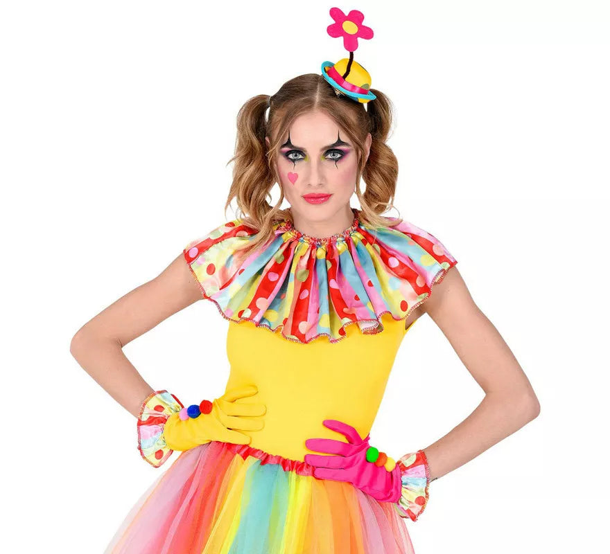 Translation missing: es.Kit de Payasa para mujer: Guantes, Sombrero con flor y Collarín
