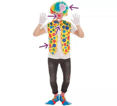 Kit da clown: gilet, papillon, naso e parrucca