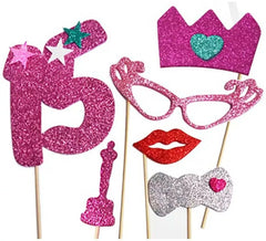 Kit Photocall ragazza felice 15 anni con 6 pezzi