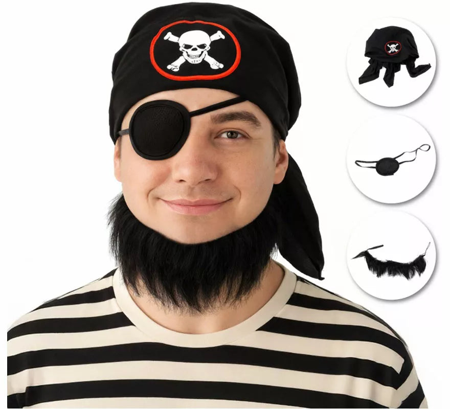 Translation missing: es.Kit de Pirata: Pañuelo, Parche y Barba