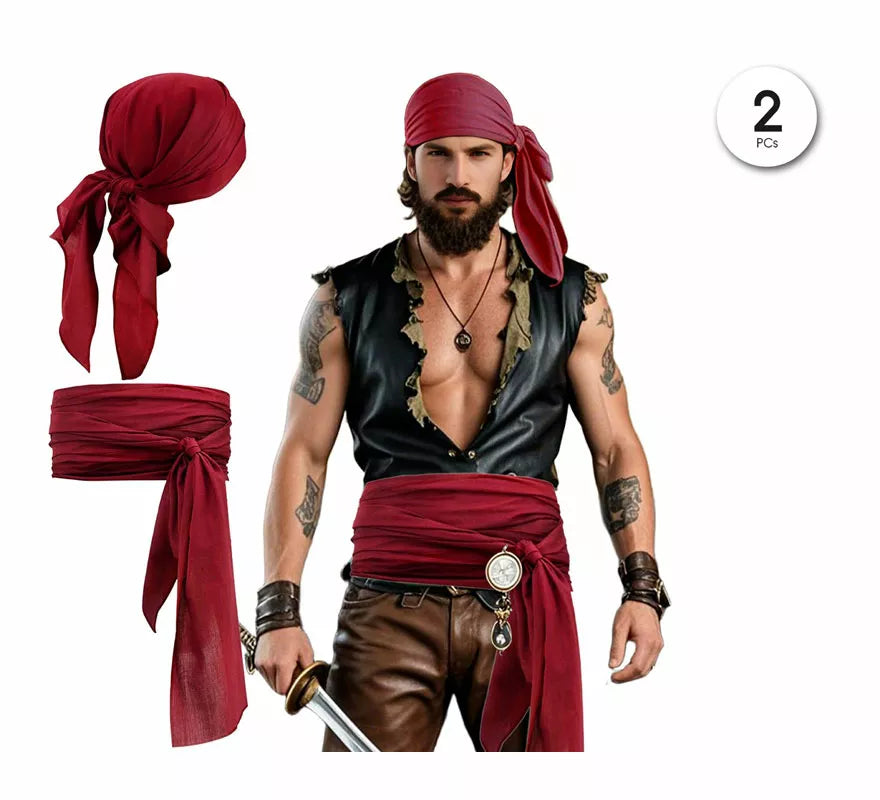 Translation missing: it.Kit de Pirata para hombre: Pañuelo y Cinturón