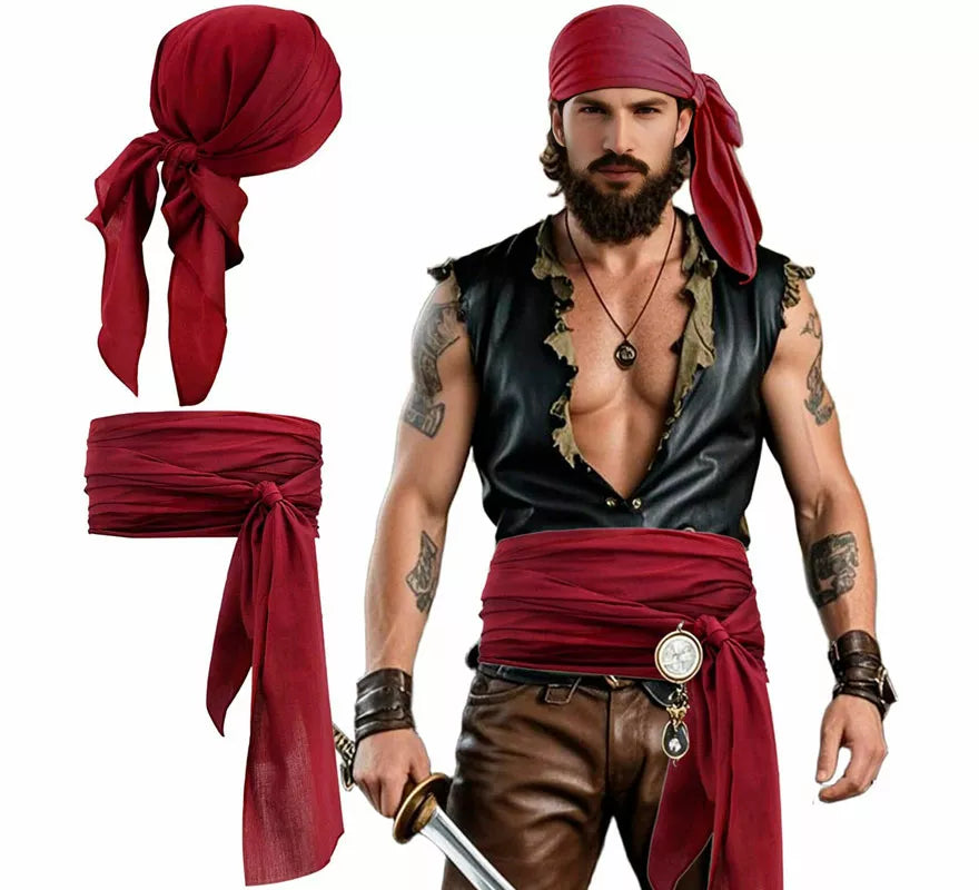 Translation missing: it.Kit de Pirata para hombre: Pañuelo y Cinturón