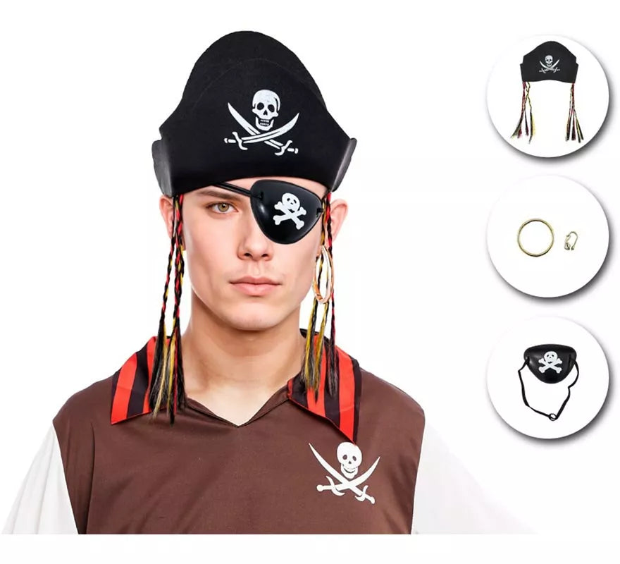 Translation missing: it.Kit de Pirata: Sombrero con Trenzas, Pendiente y Parche