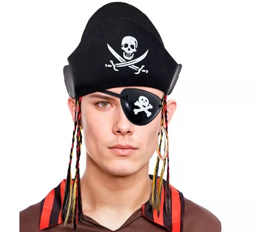 Translation missing: it.Kit de Pirata: Sombrero con Trenzas, Pendiente y Parche