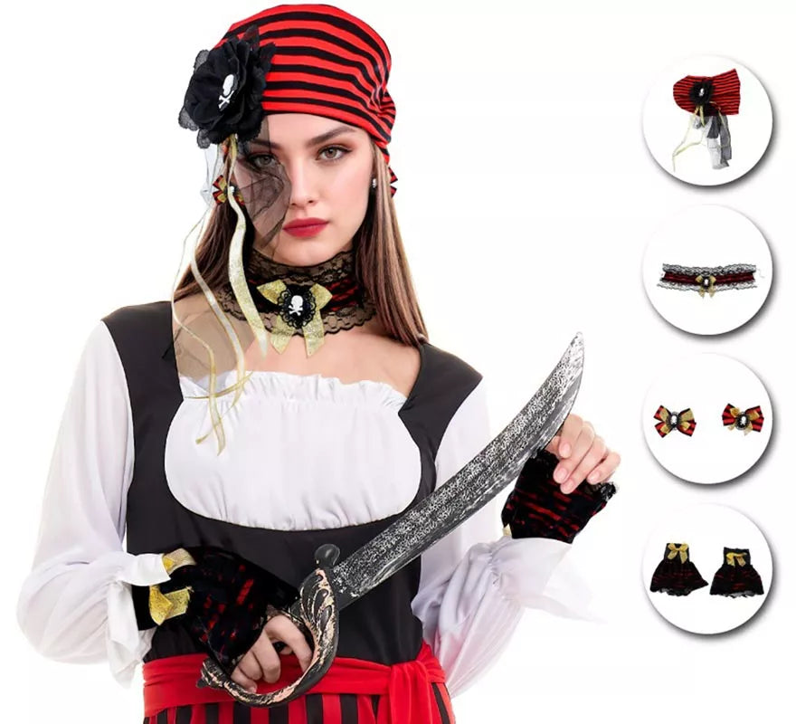Translation missing: es.Kit de Pirata: Tocado, Gargantilla, Pendientes y Mitones