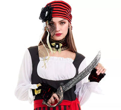 Kit pirata: copricapo, girocollo, orecchini e guanti