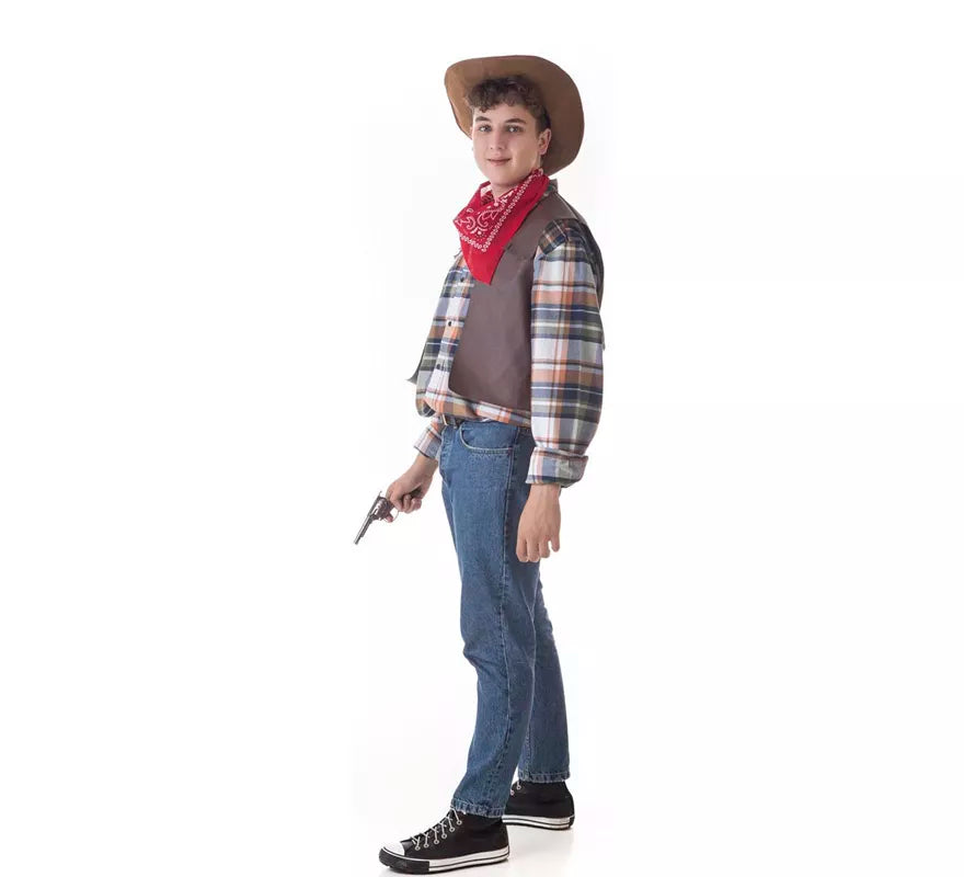 Translation missing: it.Kit de Pistolero Cowboy para hombre: Chaleco, Pañuelo y Sombrero