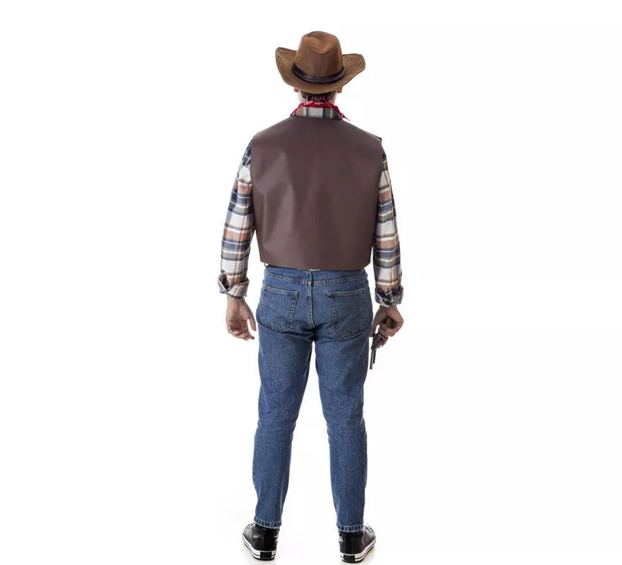 Translation missing: it.Kit de Pistolero Cowboy para hombre: Chaleco, Pañuelo y Sombrero
