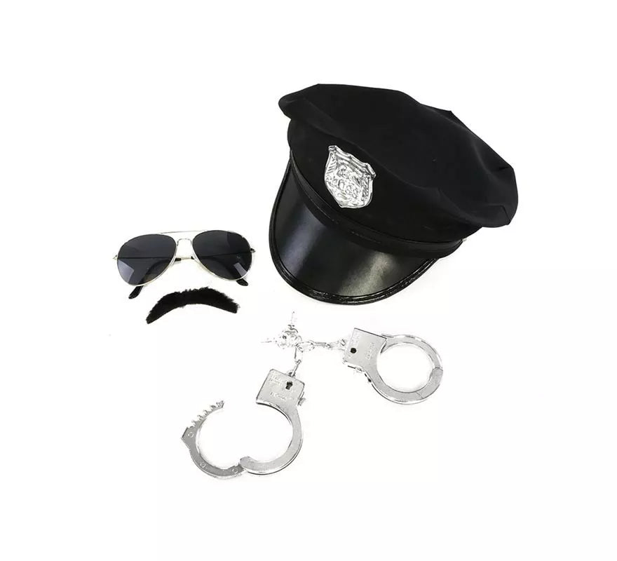 Translation missing: es.Kit de Policía: Gorra, Esposas, Gafas y Bigote
