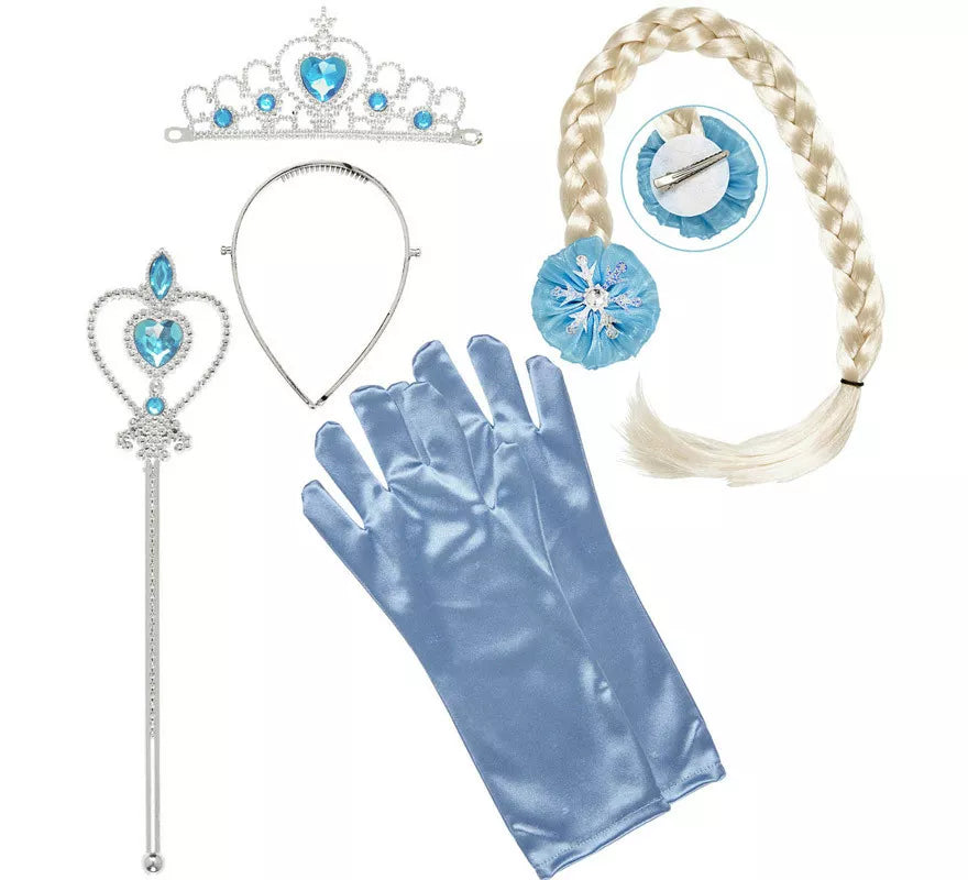 Translation missing: it.Kit de Princesa de las Nieves Infantil: Tiara, Trenza, Guantes y Barra Mágica