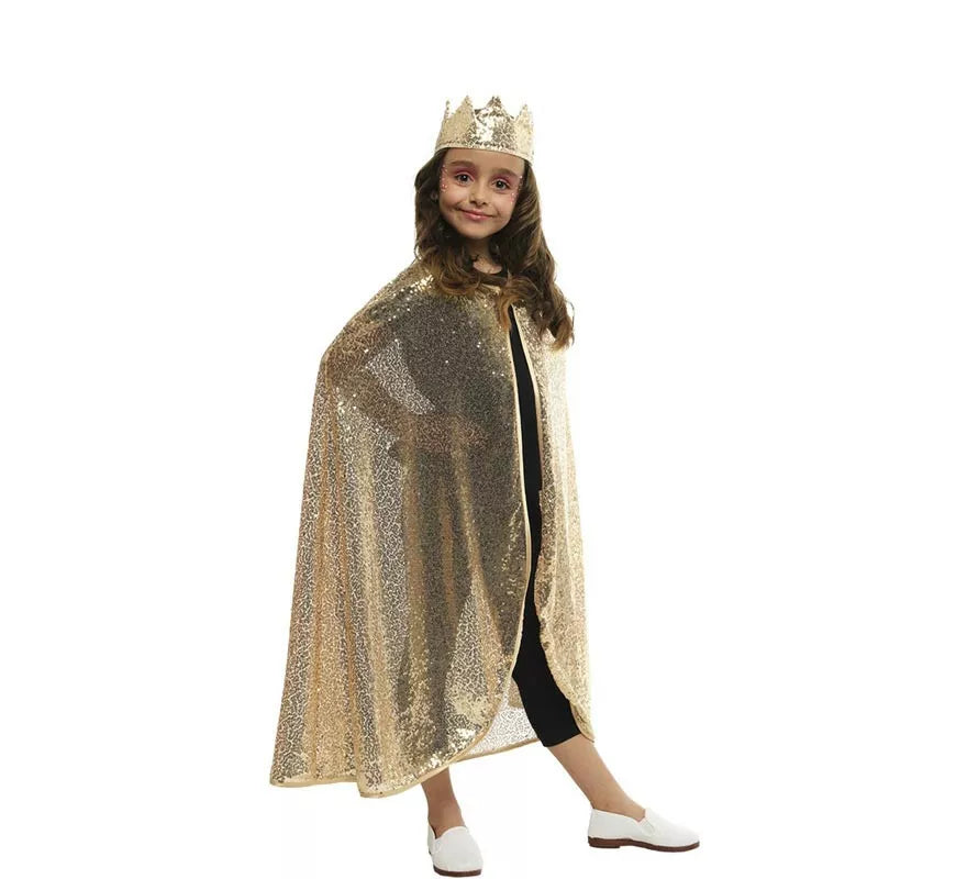 Translation missing: es.Kit de Princesa dorada brillo infantil: Capa y Corona
