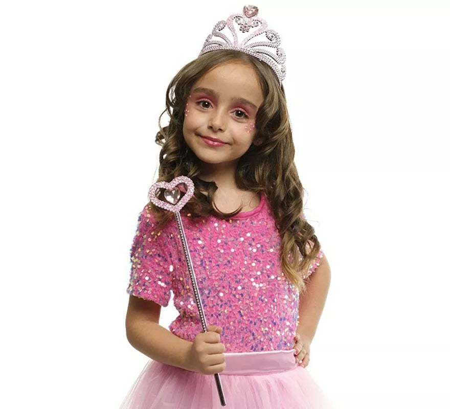 Translation missing: it.Kit de Princesa Heart rosa infantil: Tiara y Varita