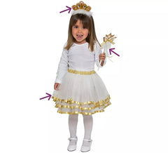 Kit principessa in oro per bambina: tiara, bacchetta e gonna