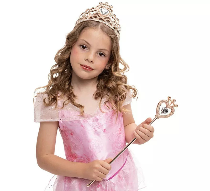 Translation missing: it.Kit de Princesa rosa deluxe infantil: Tiara y Varita