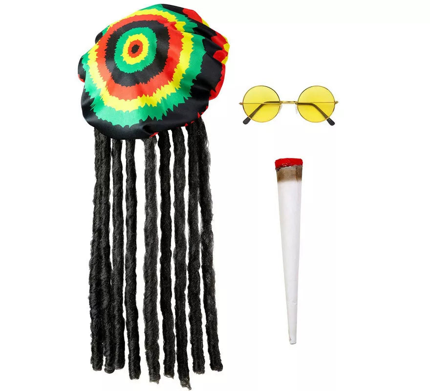 Translation missing: it.Kit de Rastafari: Gorro con rastas, Gafas y Cigarro
