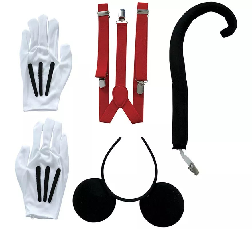 Translation missing: es.Kit de Ratón adulto: Diadema, Guantes, Cola y Tirantes