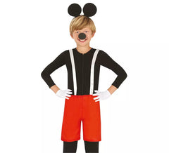 Kit topo per bambini: fascia per capelli, naso e pantaloncini con bretelle