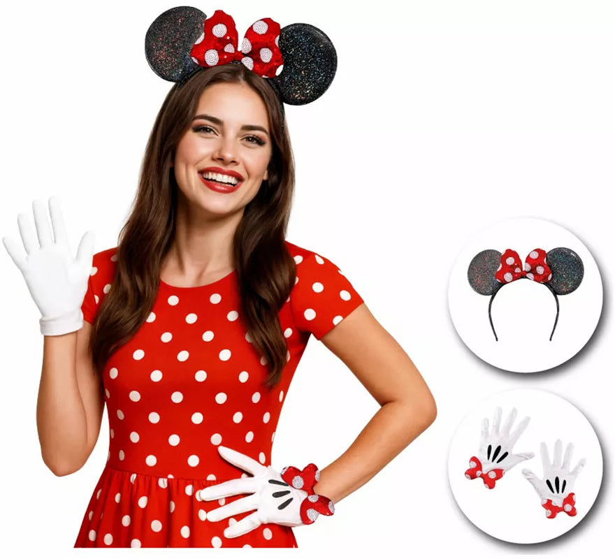 Kit de Ratoncita Lunares: Diadema y Guantes