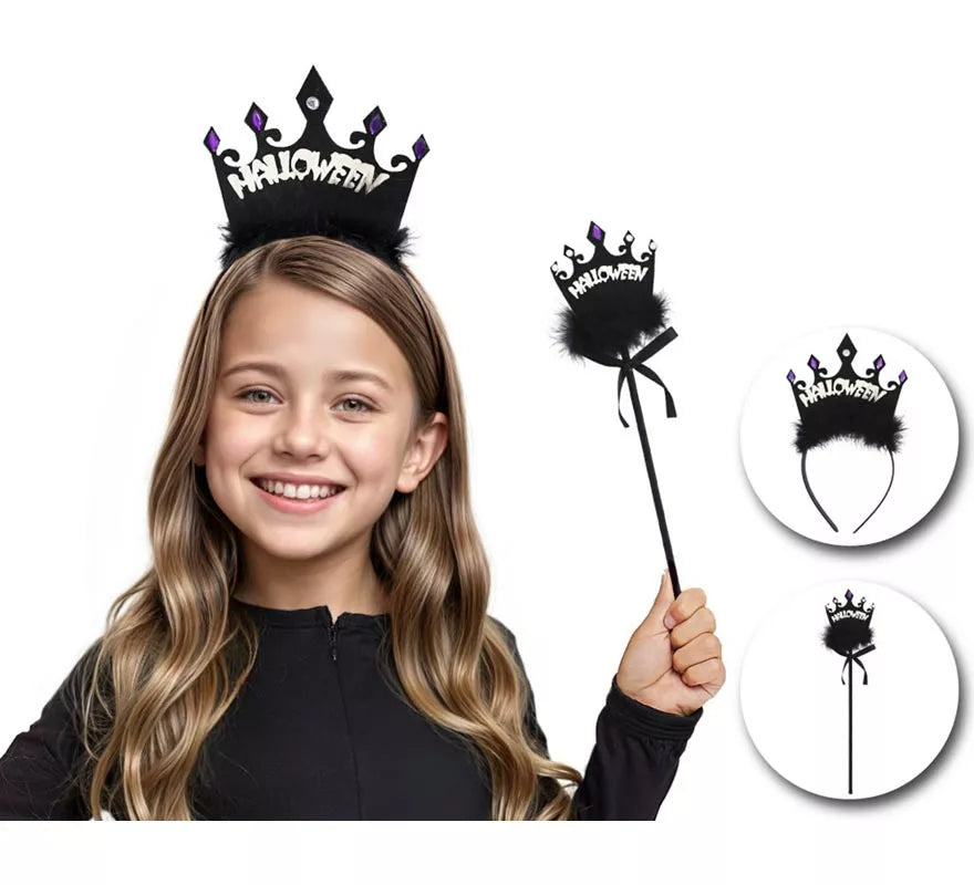 Translation missing: it.Kit de Reina Oscura Infantil: Diadema y Varita