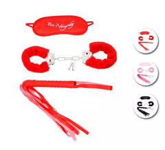 Kit Sado sexy in colori assortiti: Manette, maschera e frusta