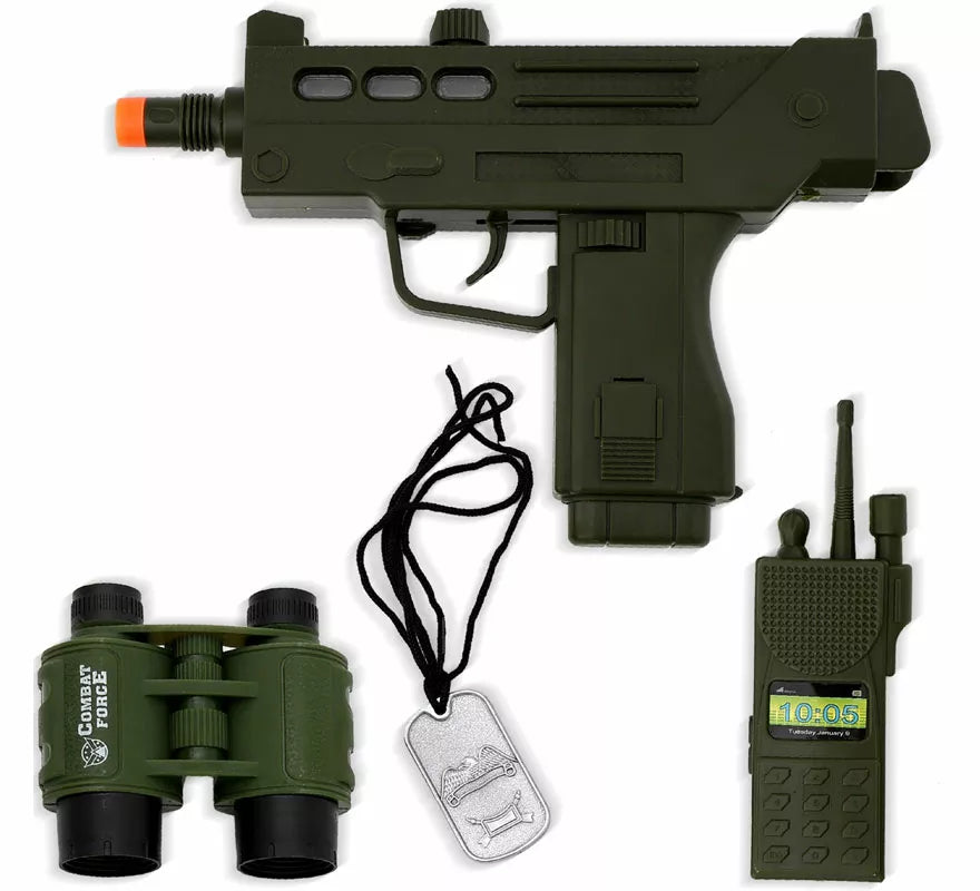 Translation missing: it.Kit de Soldado: Fusil, Chapa, Prismáticos y Walkie de plástico