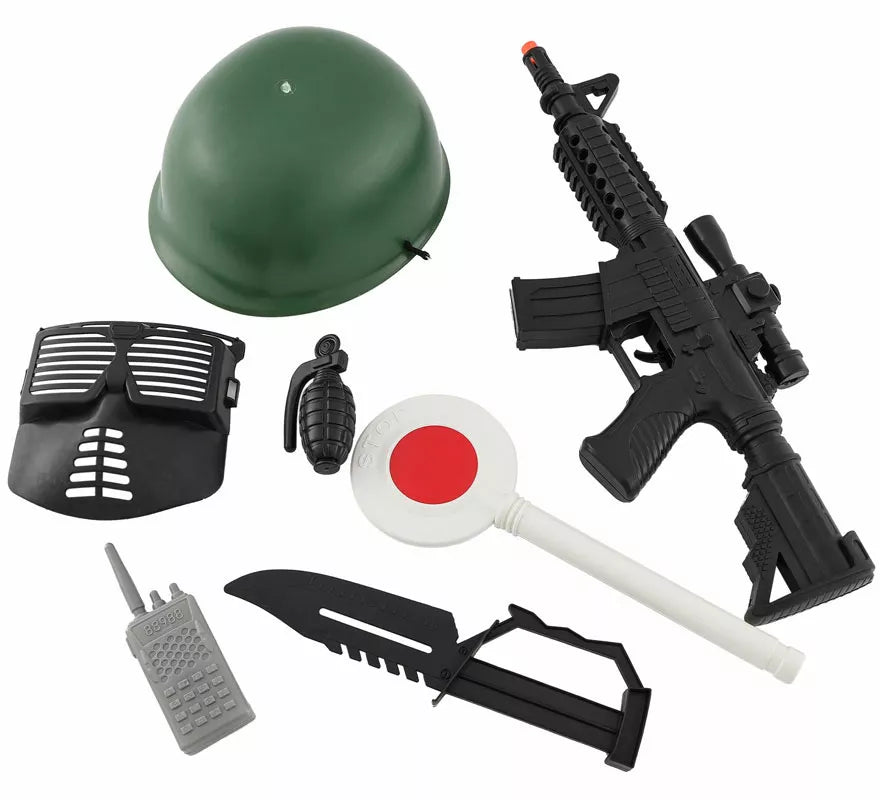 Translation missing: it.Kit de Soldado Militar con Casco y Rifle de plástico