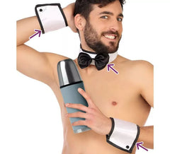 Kit da stripper: 2 braccialetti e collo con papillon