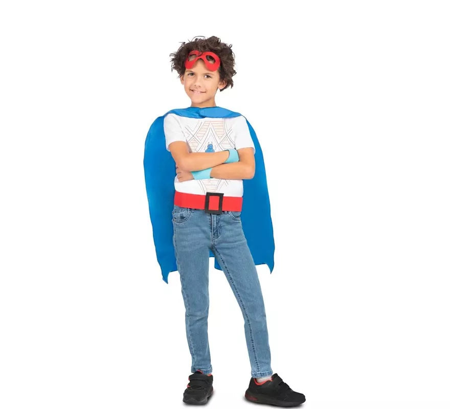 Translation missing: it.Kit de Superhéroe azul infantil: antifaz, capa y cinturón