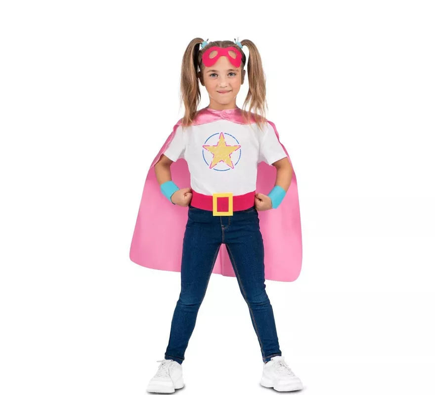 Translation missing: it.Kit de Superheroína rosa infantil: antifaz, capa y cinturón