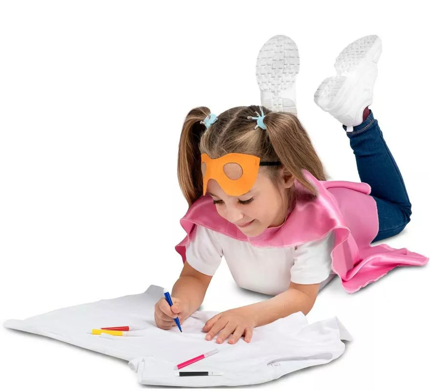 Kit de Superheroína rosa infantil: antifaz, capa y cinturón