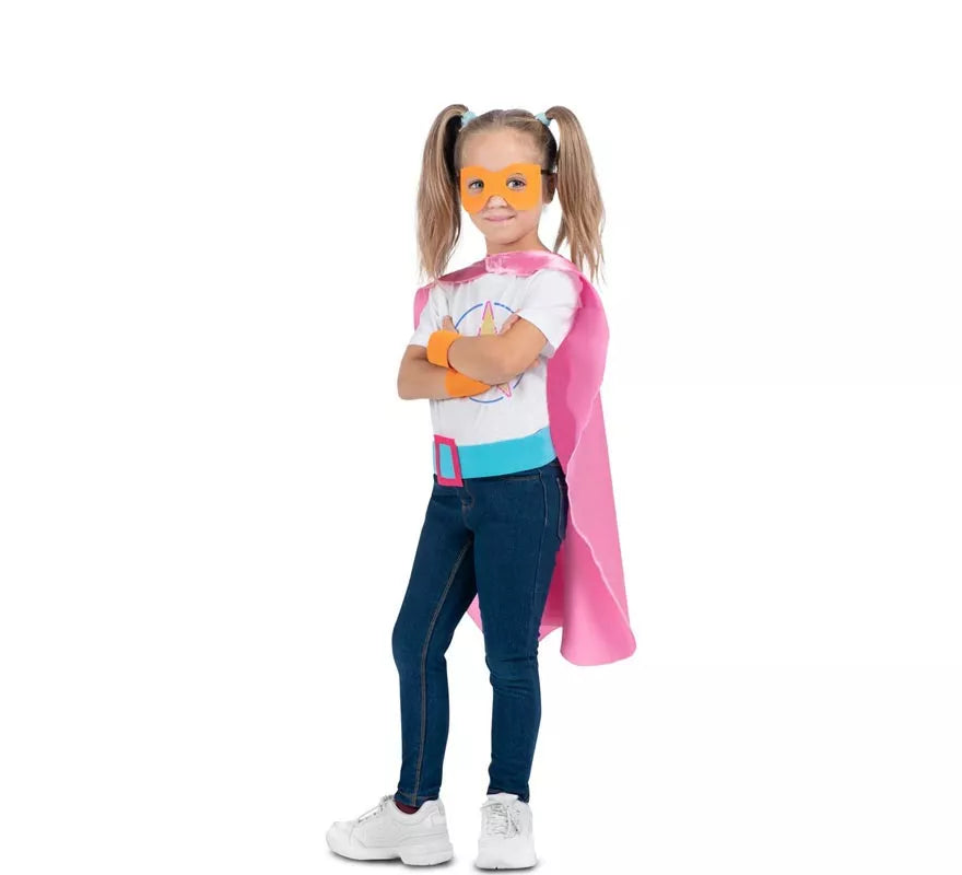 Translation missing: it.Kit de Superheroína rosa infantil: antifaz, capa y cinturón