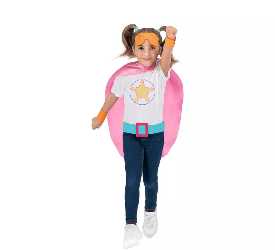 Translation missing: it.Kit de Superheroína rosa infantil: antifaz, capa y cinturón