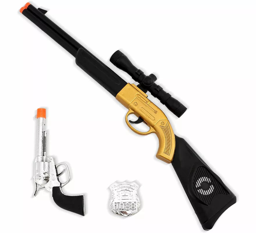 Translation missing: it.Kit de SWAT: Placa, Rifle de 50x10 cm y Pistola de 18,5x9 cm de plástico
