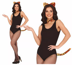 Kit tigre adulto: fascia per capelli, papillon e coda