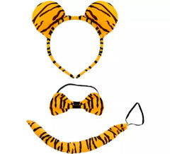 Kit tigre del Bengala: fascia, papillon e coda