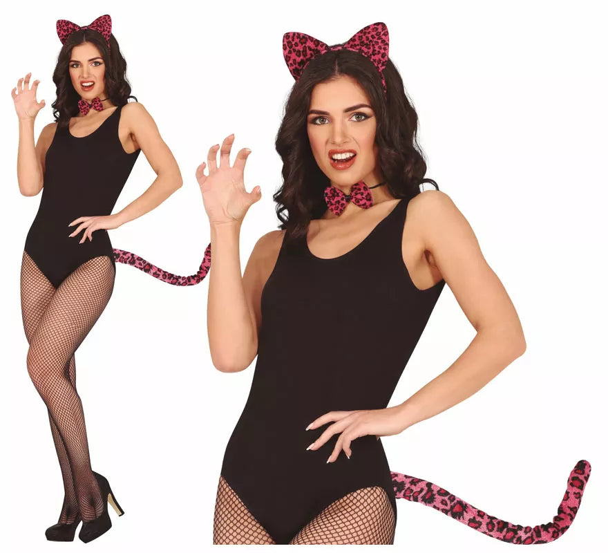 Translation missing: it.Kit de Tigre fucsia adulto: Diadema, pajarita y cola