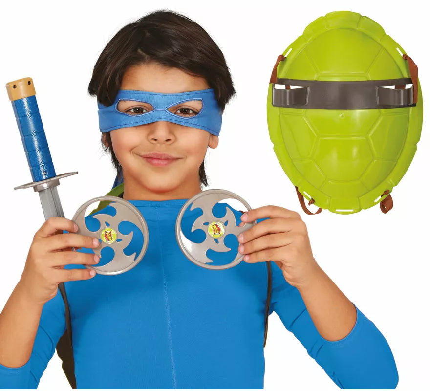 Translation missing: es.Kit de Tortuga verde infantil: Caparazón, Espada, Antifaz y Shuriken