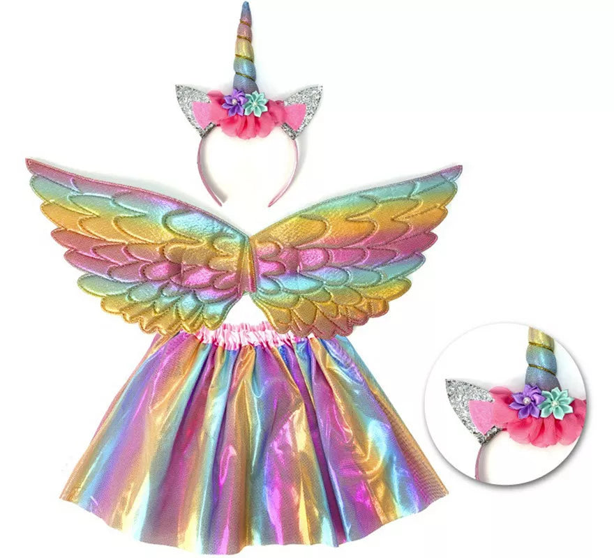 Translation missing: it.Kit de Unicornio Arcoíris Infantil: Diadema, Alas y Tutú