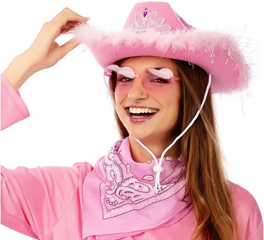 Translation missing: it.Kit de Vaquera rosa: Gafas, pañuelo y sombrero de 58 cm