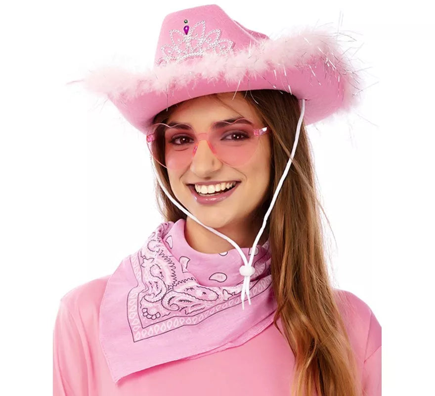 Translation missing: it.Kit de Vaquera rosa: Gafas, pañuelo y sombrero de 58 cm