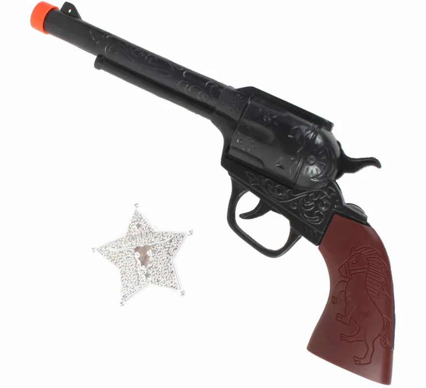 Translation missing: it.Kit de Vaquero: Placa y Revolver de 34 cm de plástico