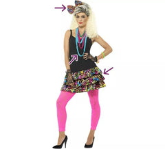 Kit party anni 80: gonna, cravatta e collana per donna