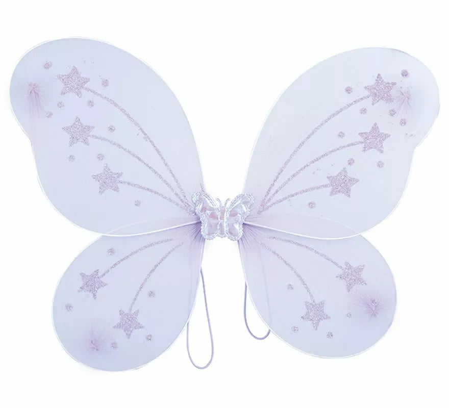 Kit Hada Mariposa Lila: Diadema, Varita y Alas de 35x40 cm