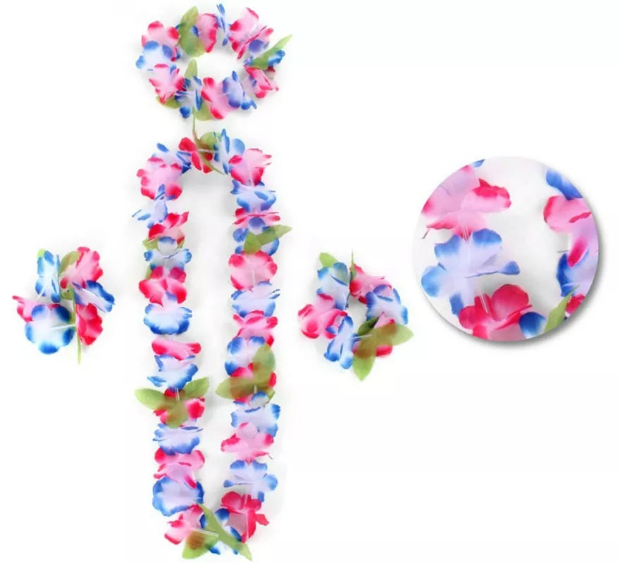 Translation missing: it.Kit Hawái Azul y Rosa: Collar, Pulseras y Tocado