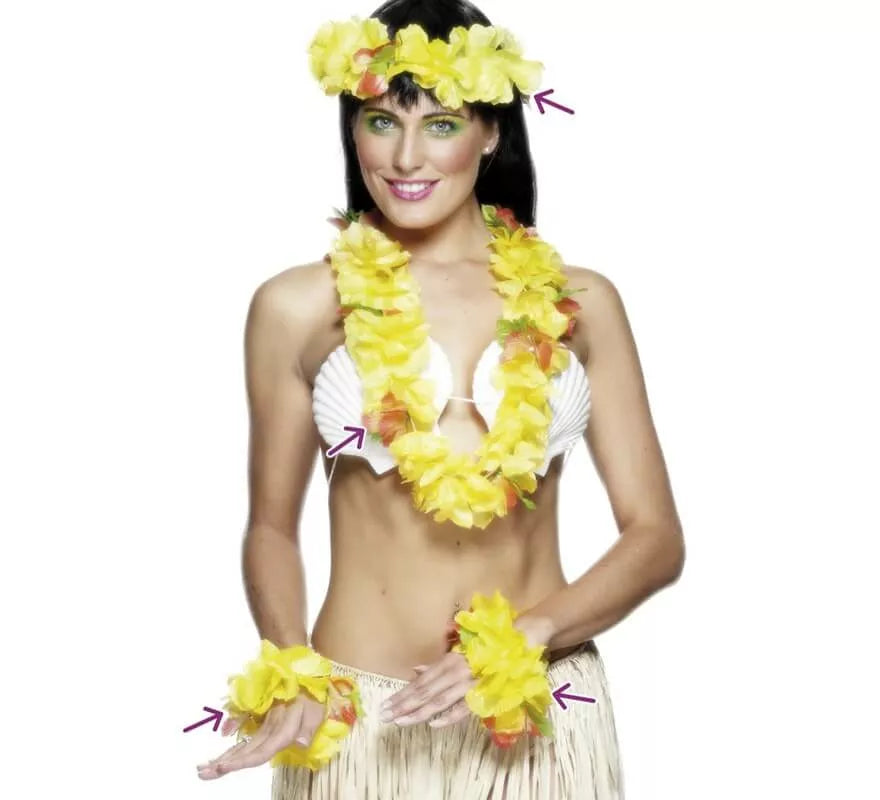 Translation missing: it.Kit Hawaiano Amarillo: Collar, Cinta para la cabeza y Pulseras
