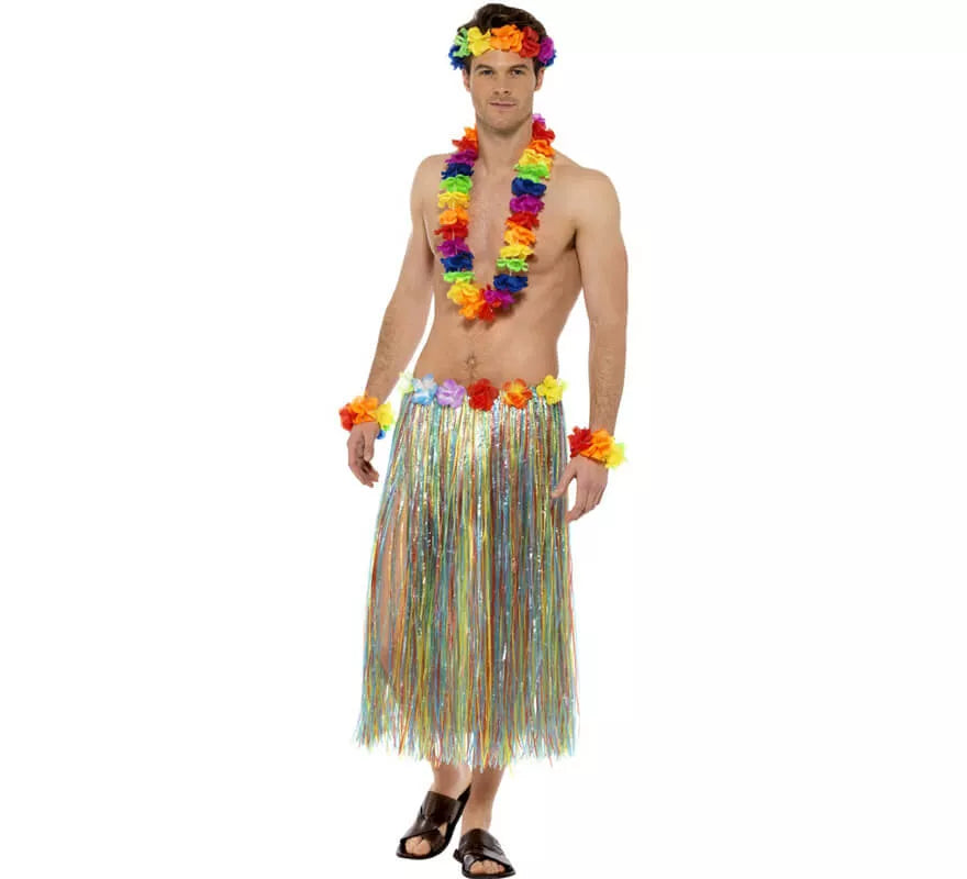 Kit Hawaiano Arco iris: Collar, Diadema y Muñequera