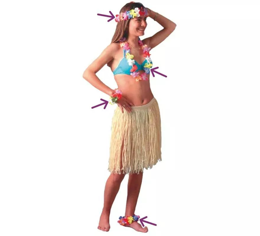 Translation missing: it.Kit Hawaiano: Pulsera, Tobillera, Collar y Corona de flores