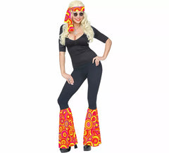 Kit Hippie anni '70 Orange Bubbles per adulti: fascia per capelli e scaldamuscoli