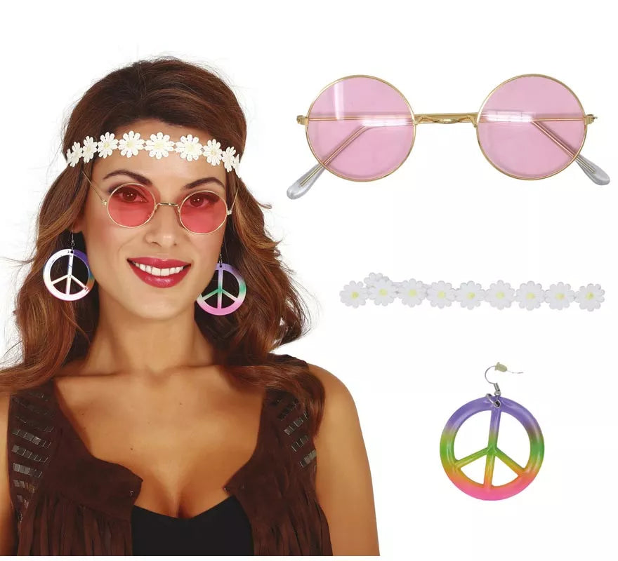 Kit Hippie: Cinta, Gafas y Pendientes